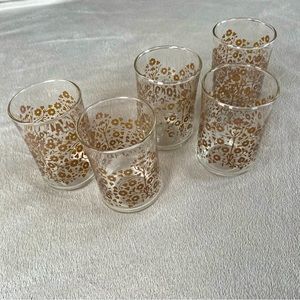 Vintage Libbey brown floral juice cups set of 4